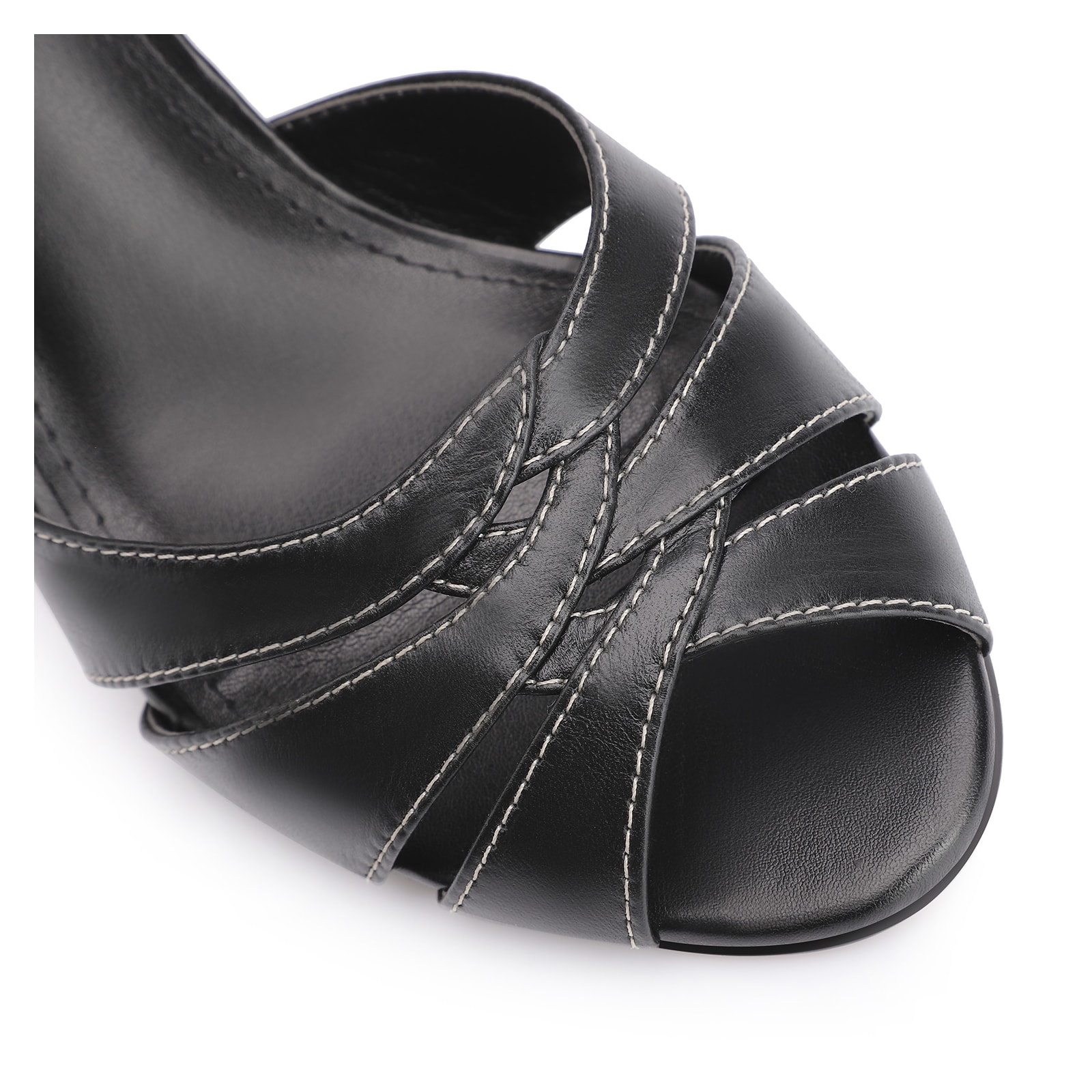Peep Toe Couro Preto
