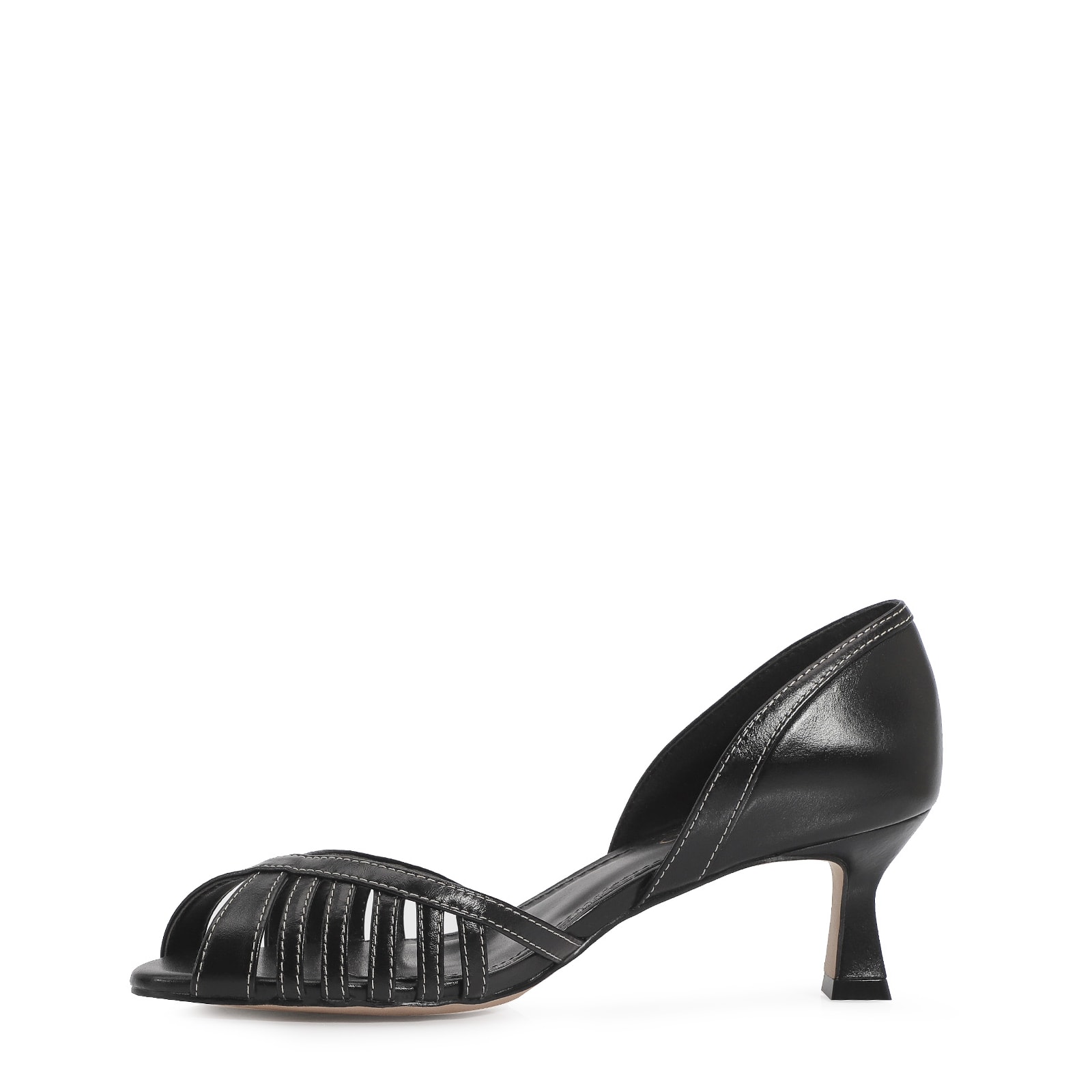 Peep Toe Couro Preto
