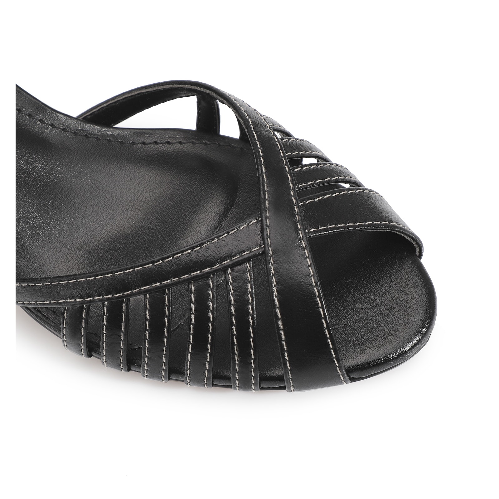Peep Toe Couro Preto