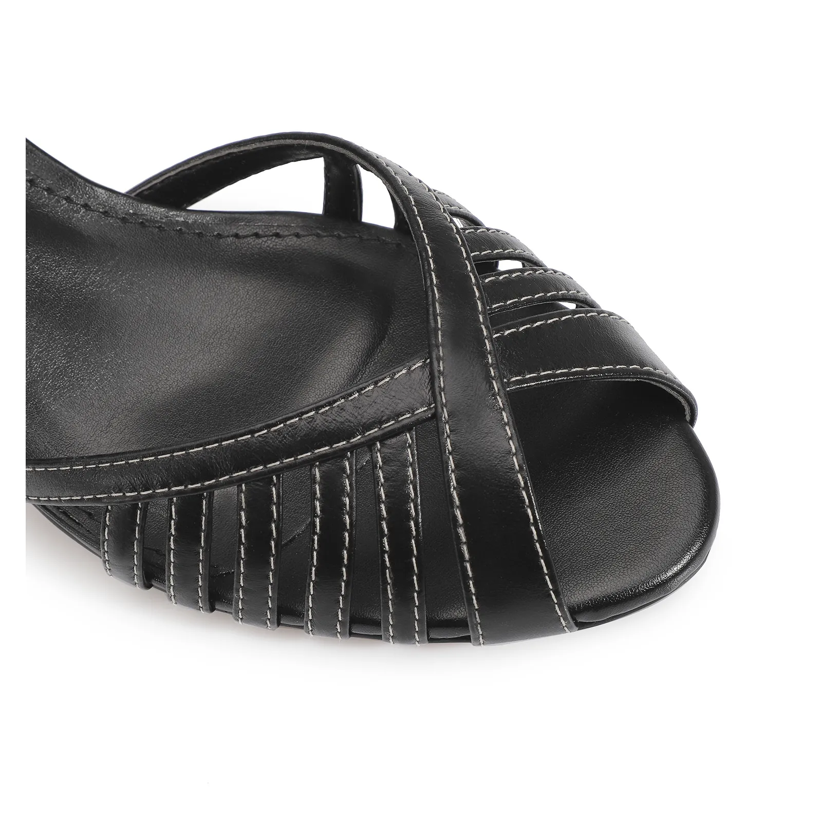 Peep Toe Couro Preto