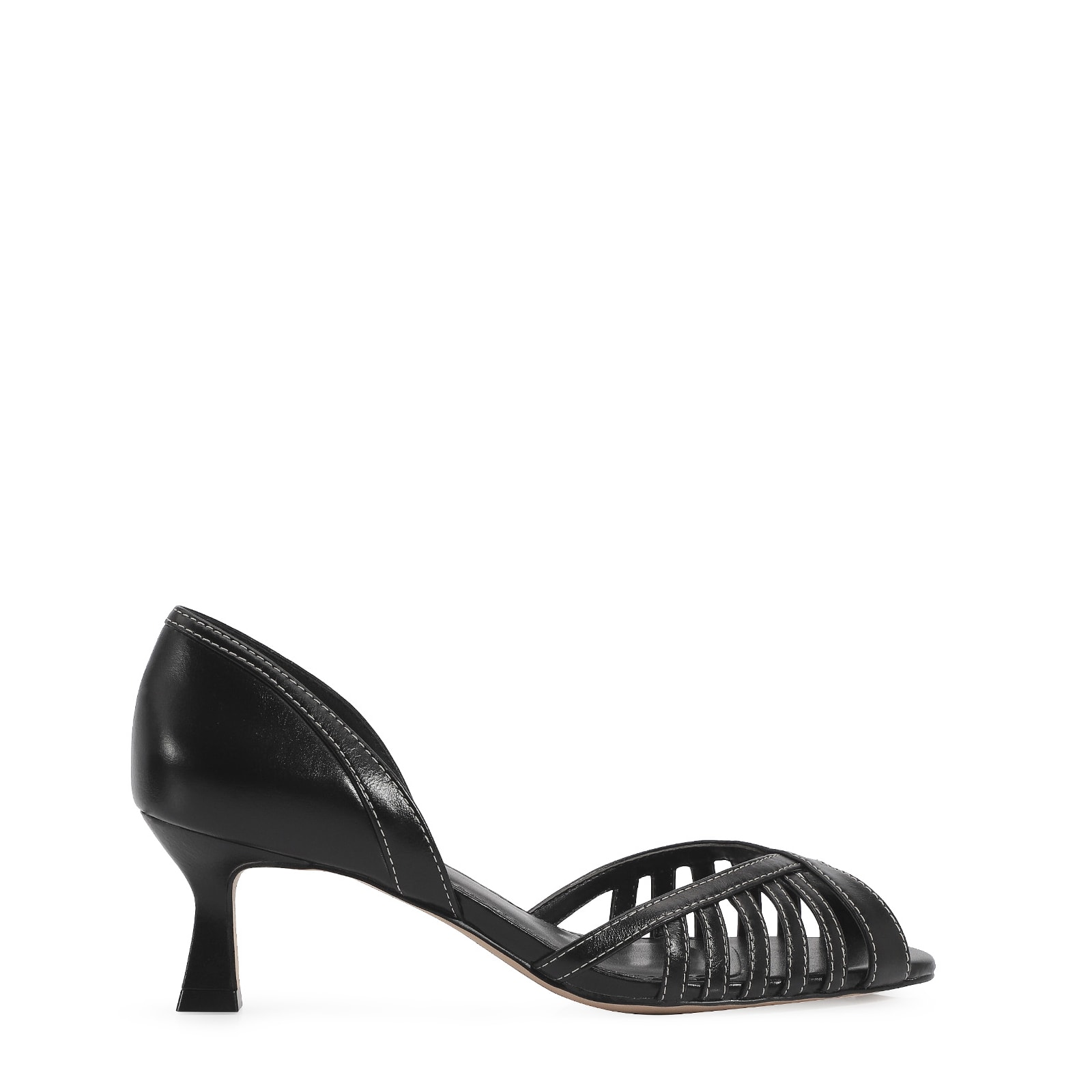 Peep Toe Couro Preto