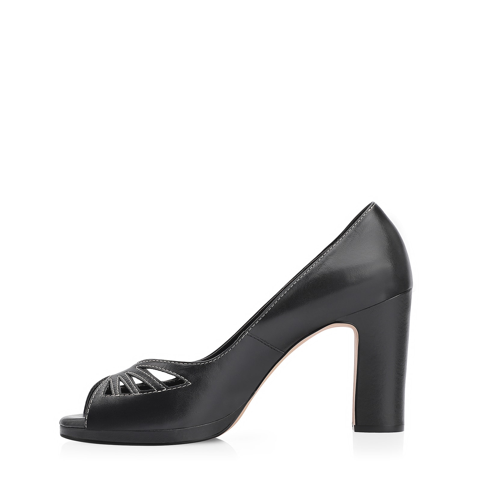 Peep Toe Couro Preto
