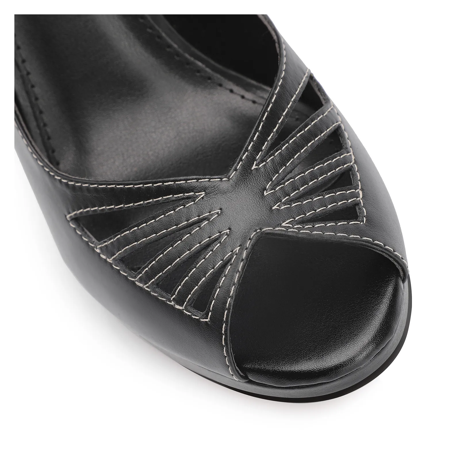 Peep Toe Couro Preto