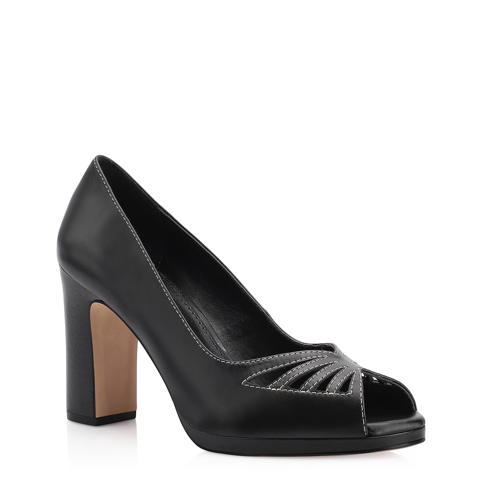 Peep Toe Couro Preto