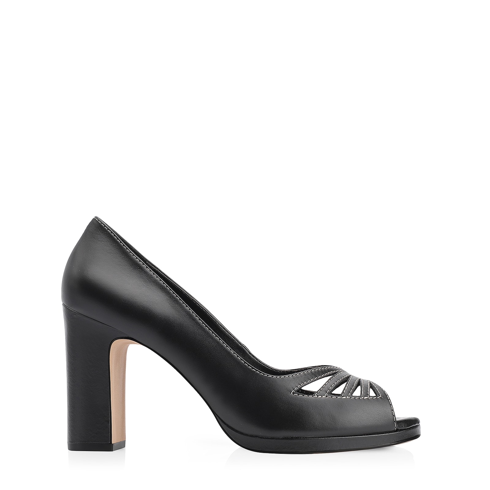 Peep Toe Couro Preto