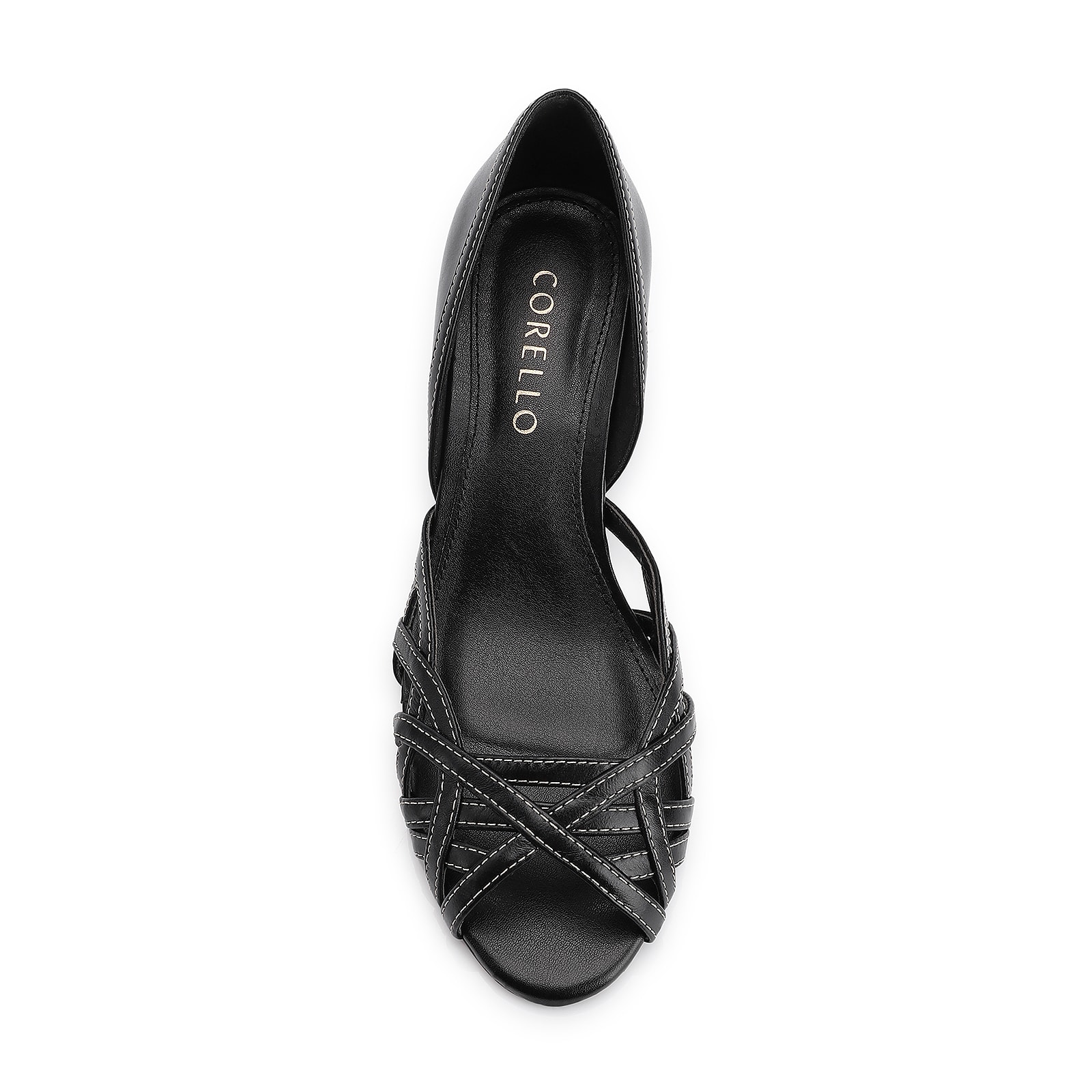 Peep Toe Couro Preto