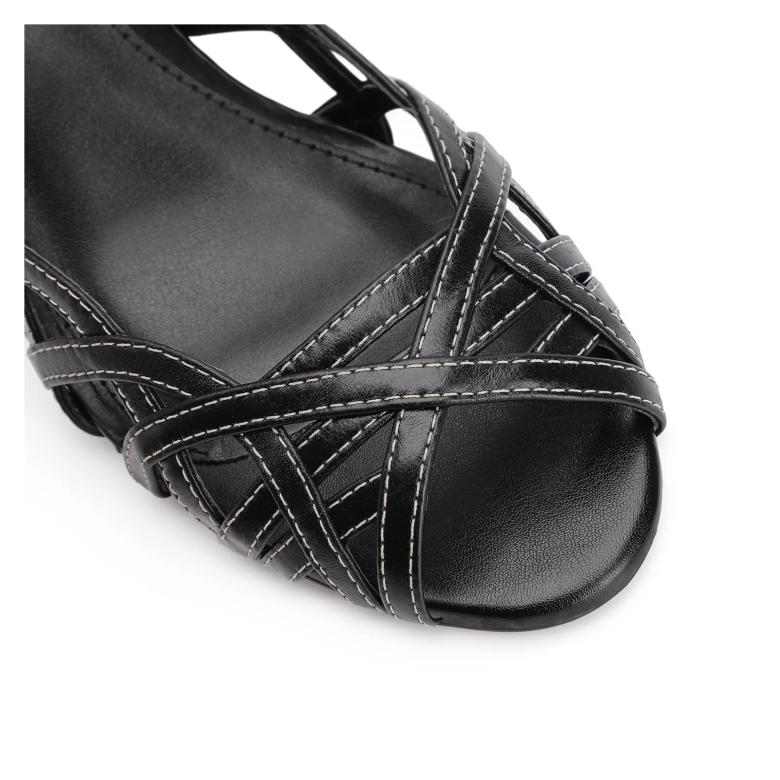 Peep Toe Couro Preto