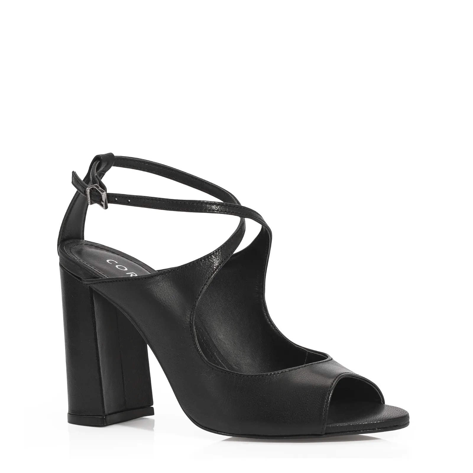 Peep Toe Couro Preto