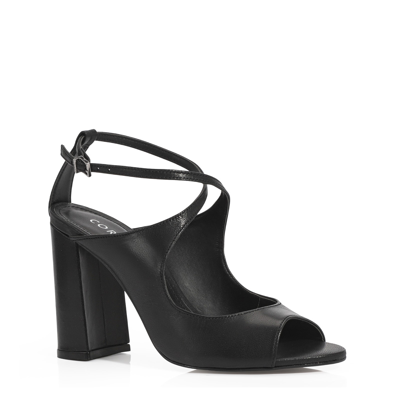 Peep Toe Couro Preto