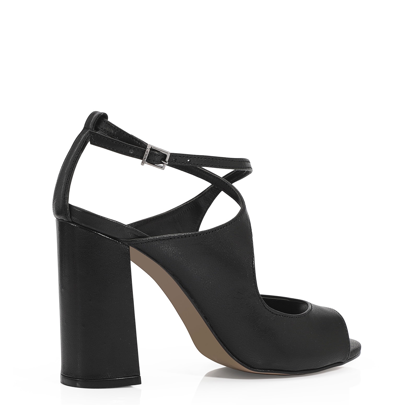 Peep Toe Couro Preto
