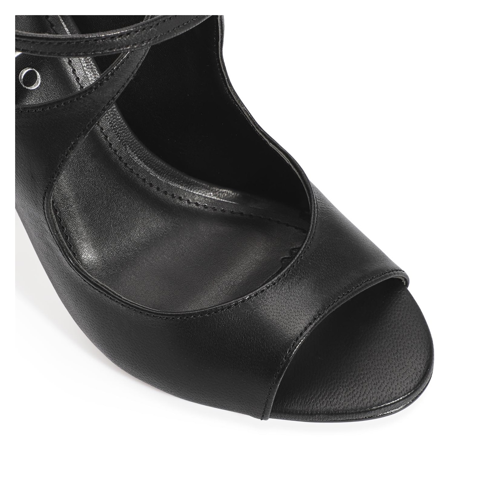 Peep Toe Couro Preto