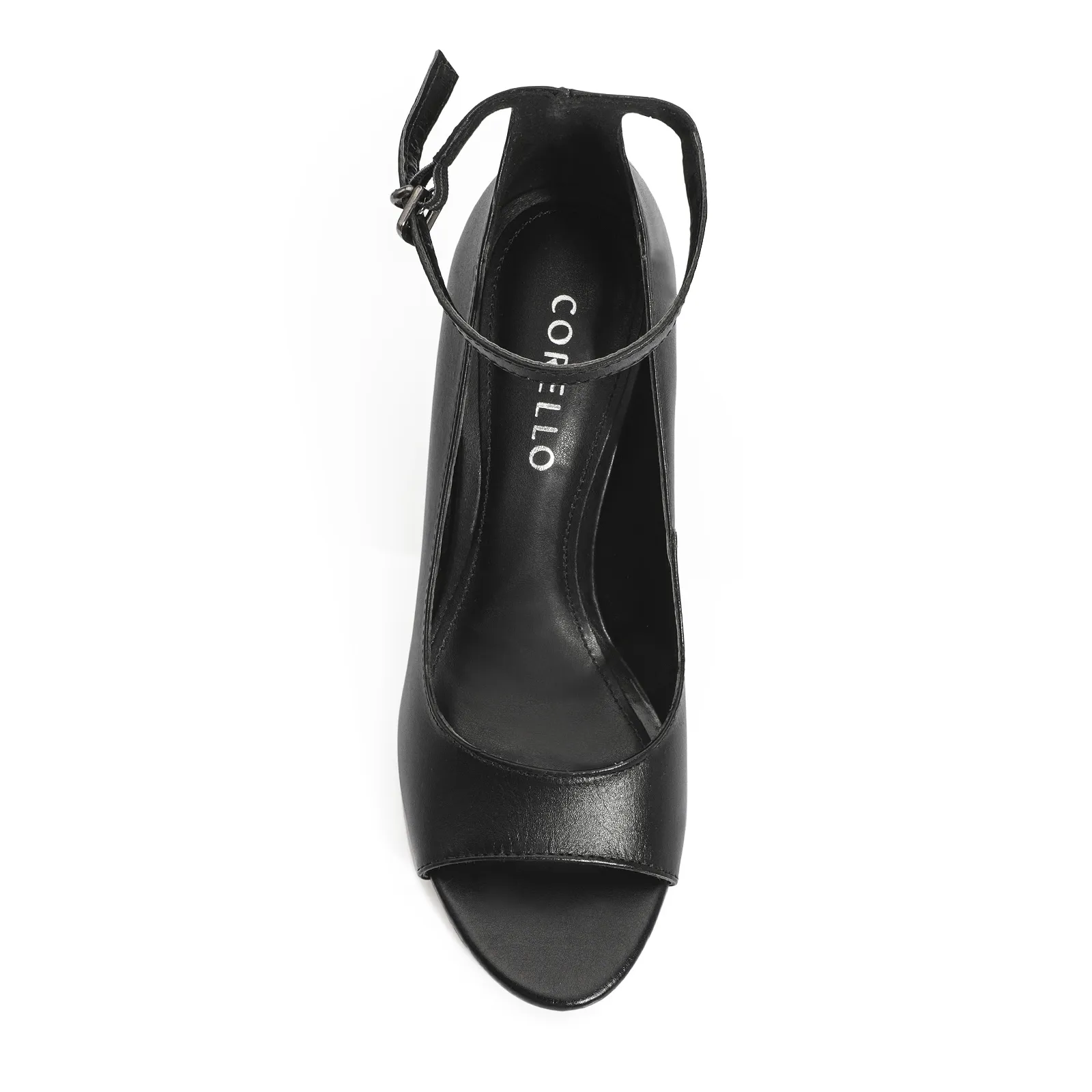 Peep Toe Couro Preto