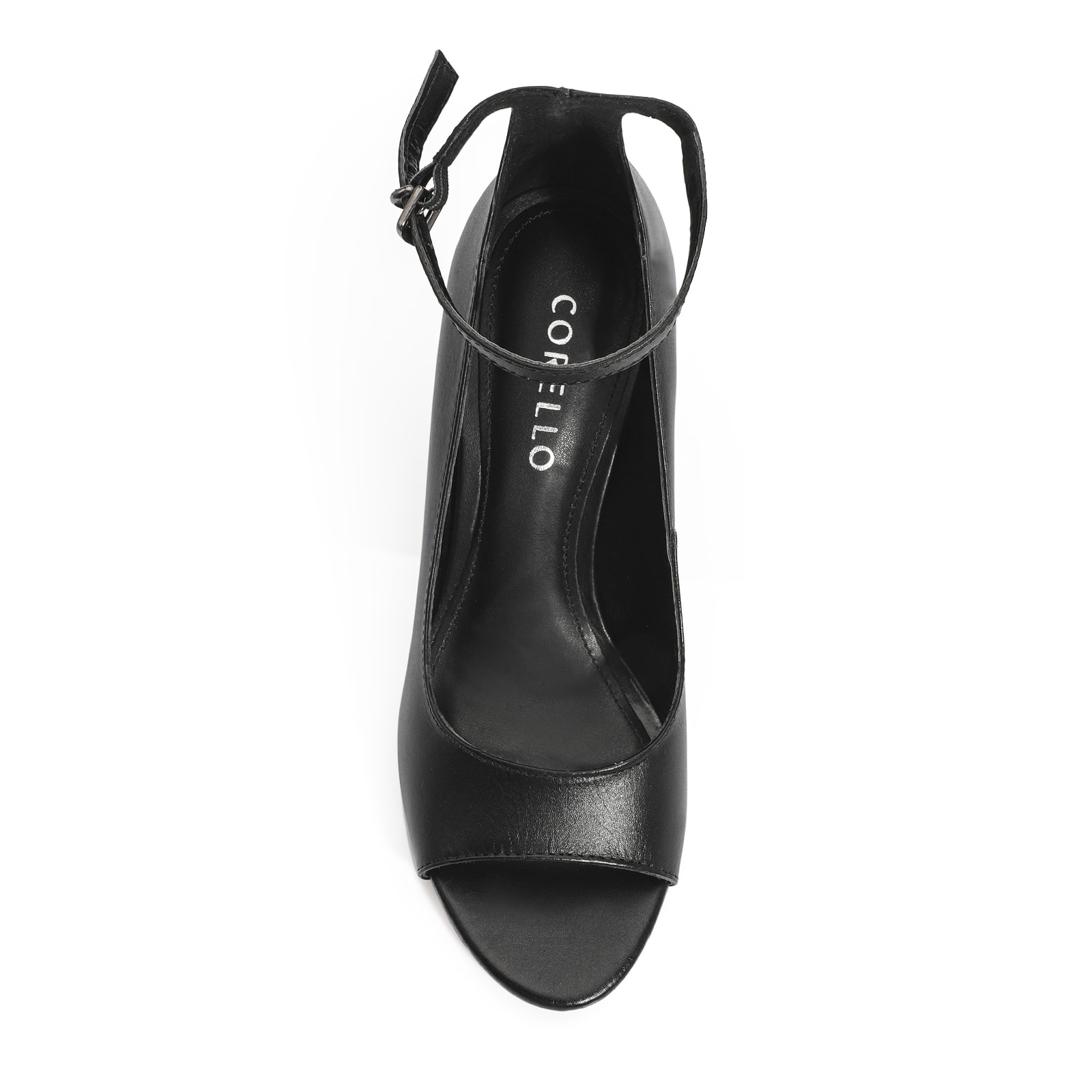 Peep Toe Couro Preto