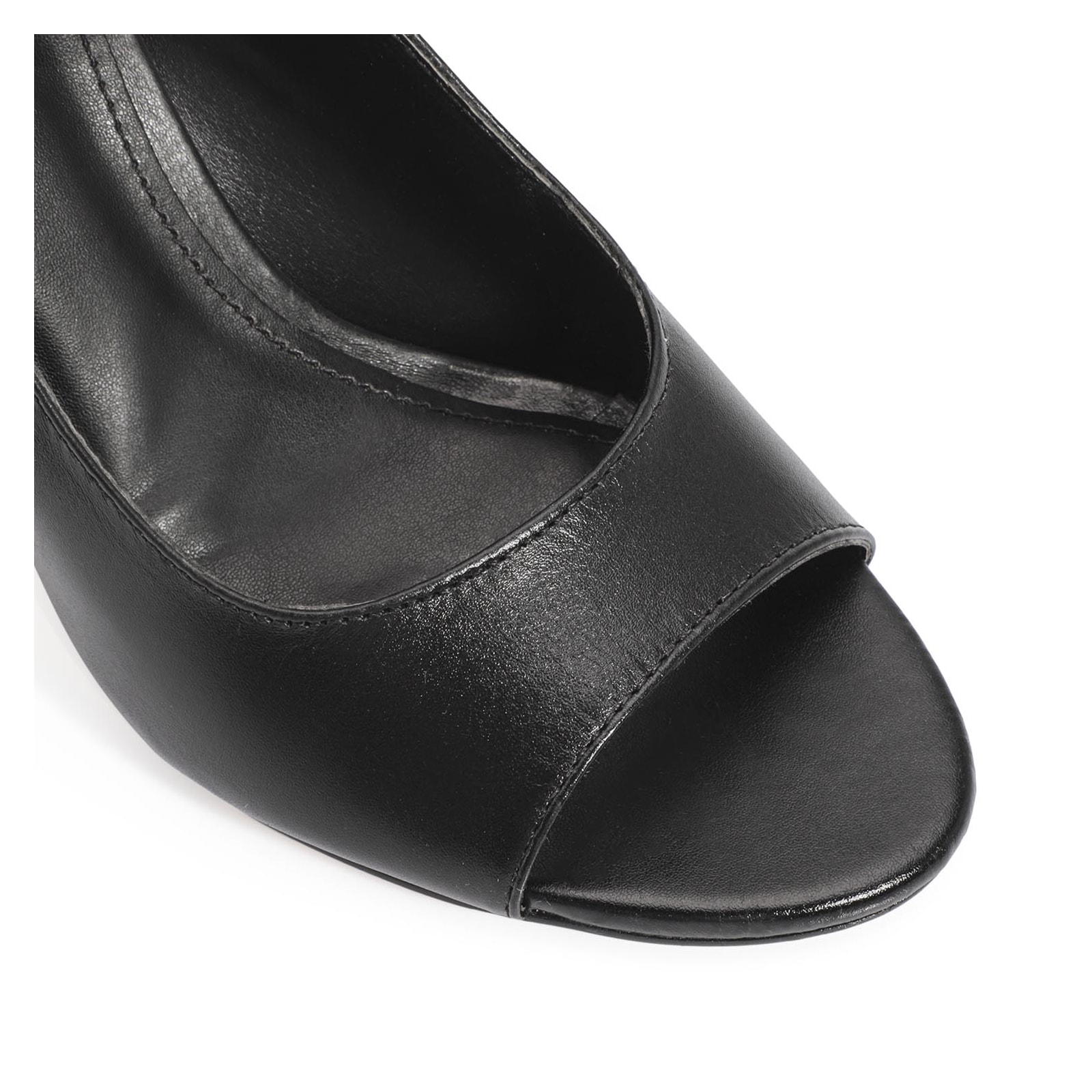 Peep Toe Couro Preto