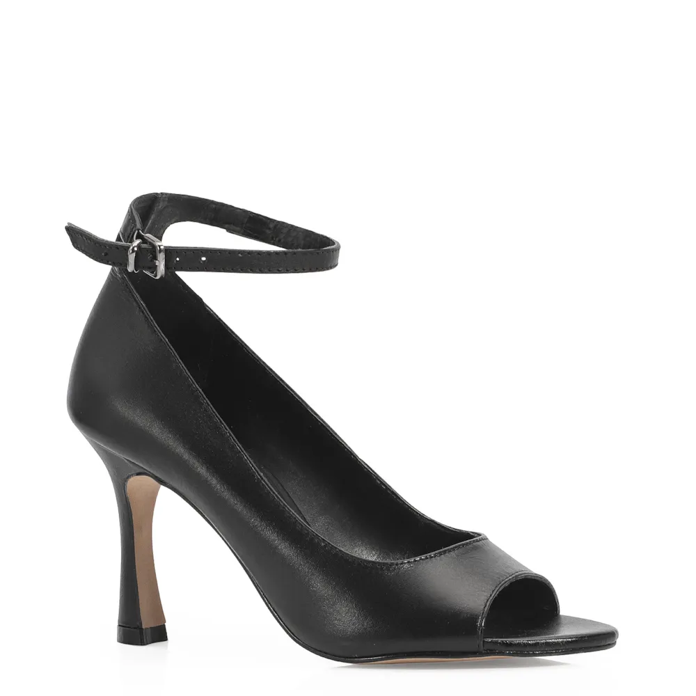 Peep Toe Couro Preto