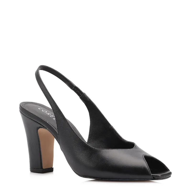 Peep Toe Couro Preto