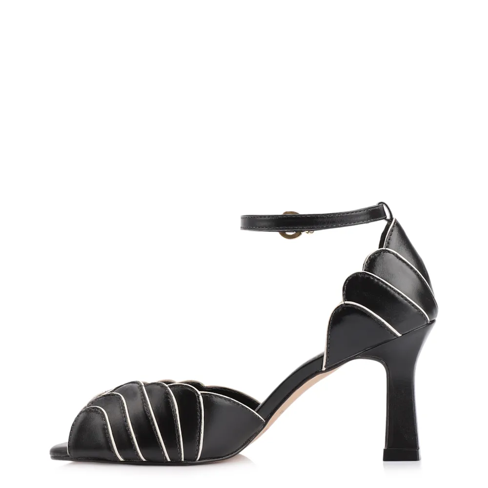 Peep Toe Couro Preto/Alt Off White - imagem 4