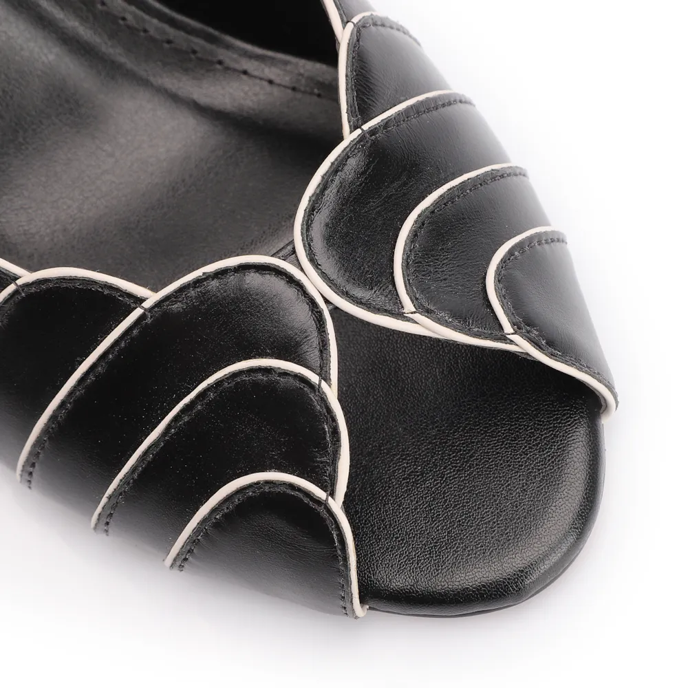Peep Toe Couro Preto/Alt Off White - imagem 6