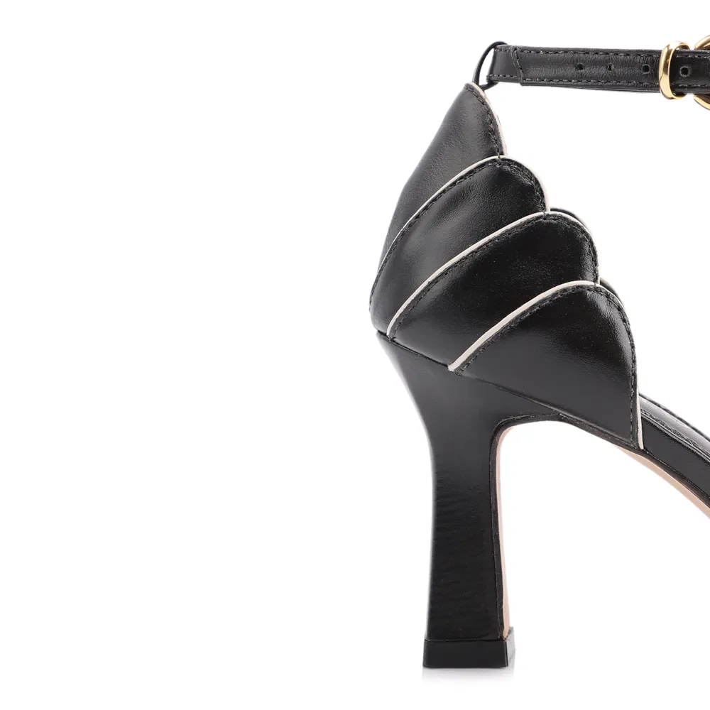 Peep Toe Couro Preto/Alt Off White - imagem 7