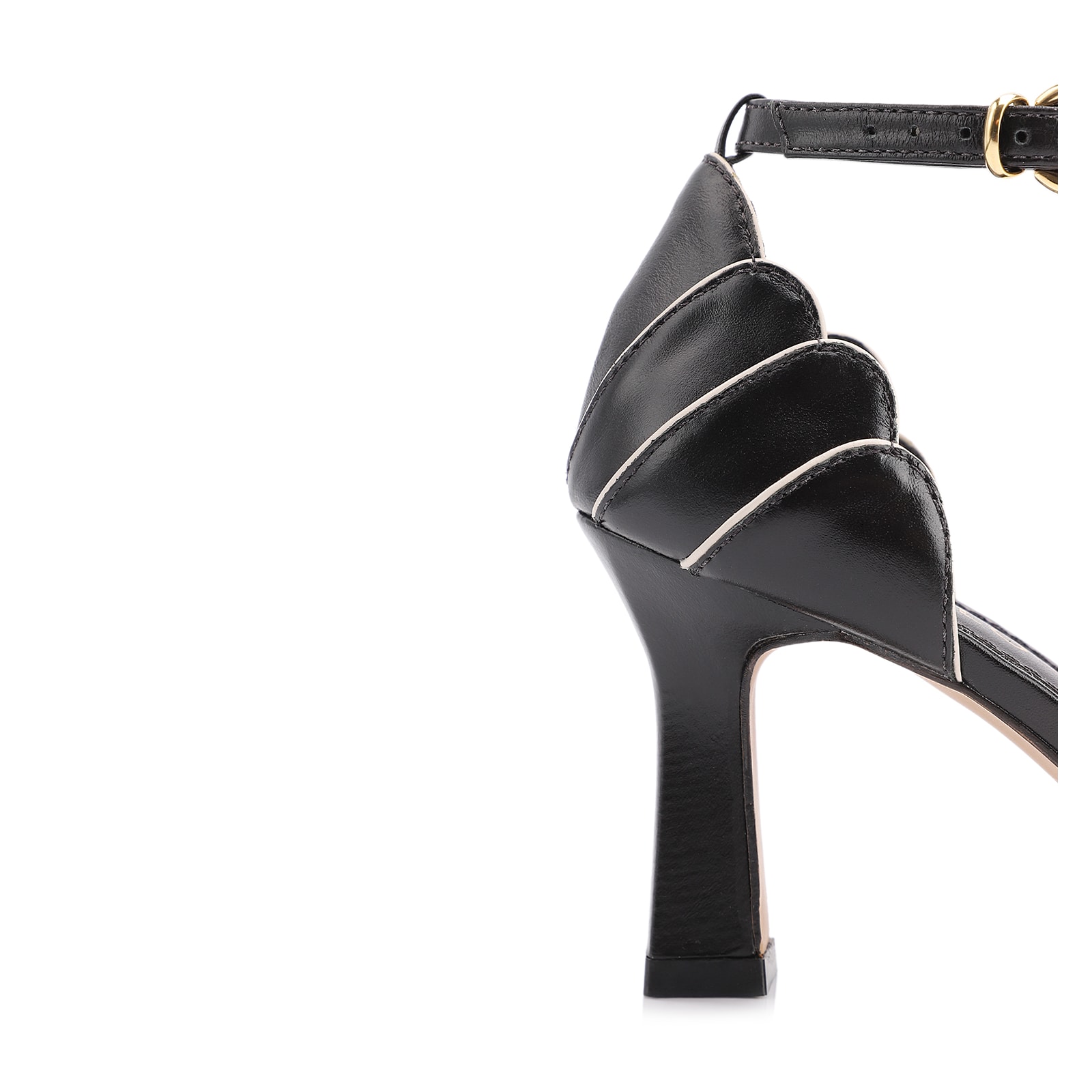 Peep Toe Couro Preto/Alt Off White