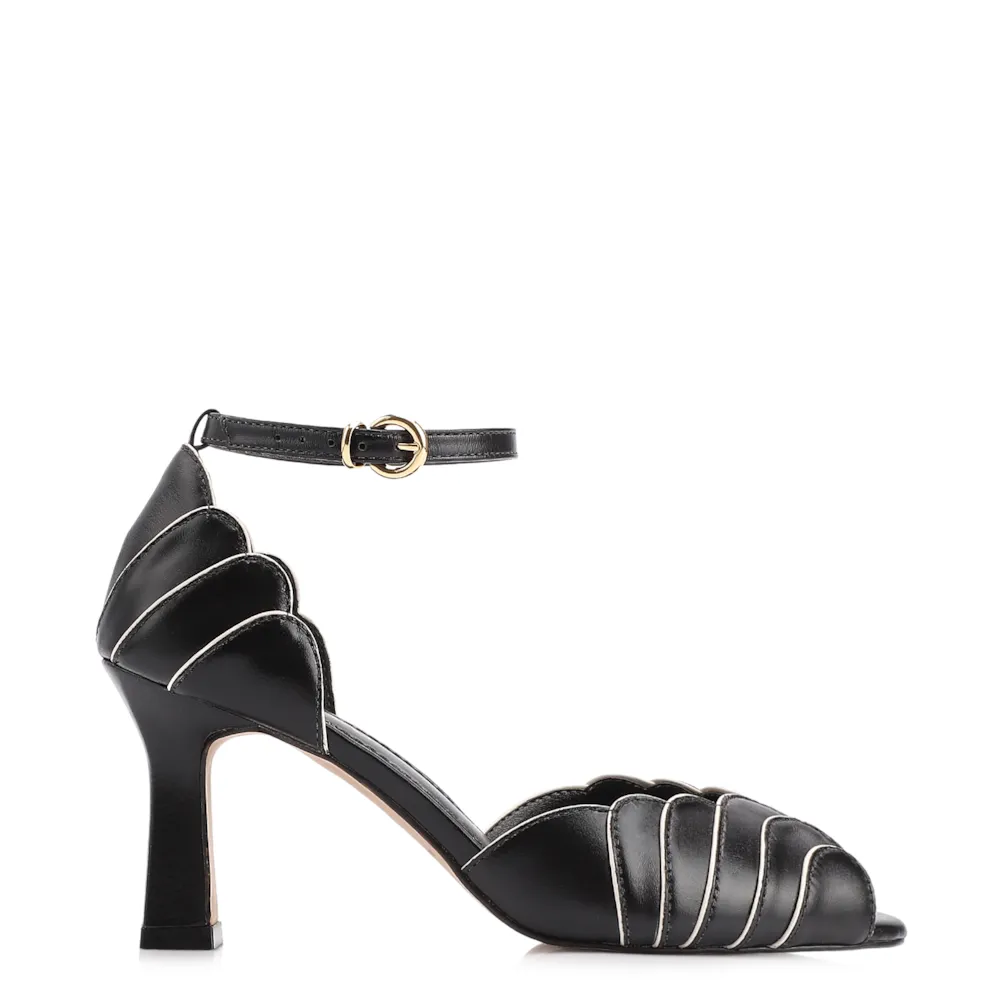 Peep Toe Couro Preto/Alt Off White - imagem 2