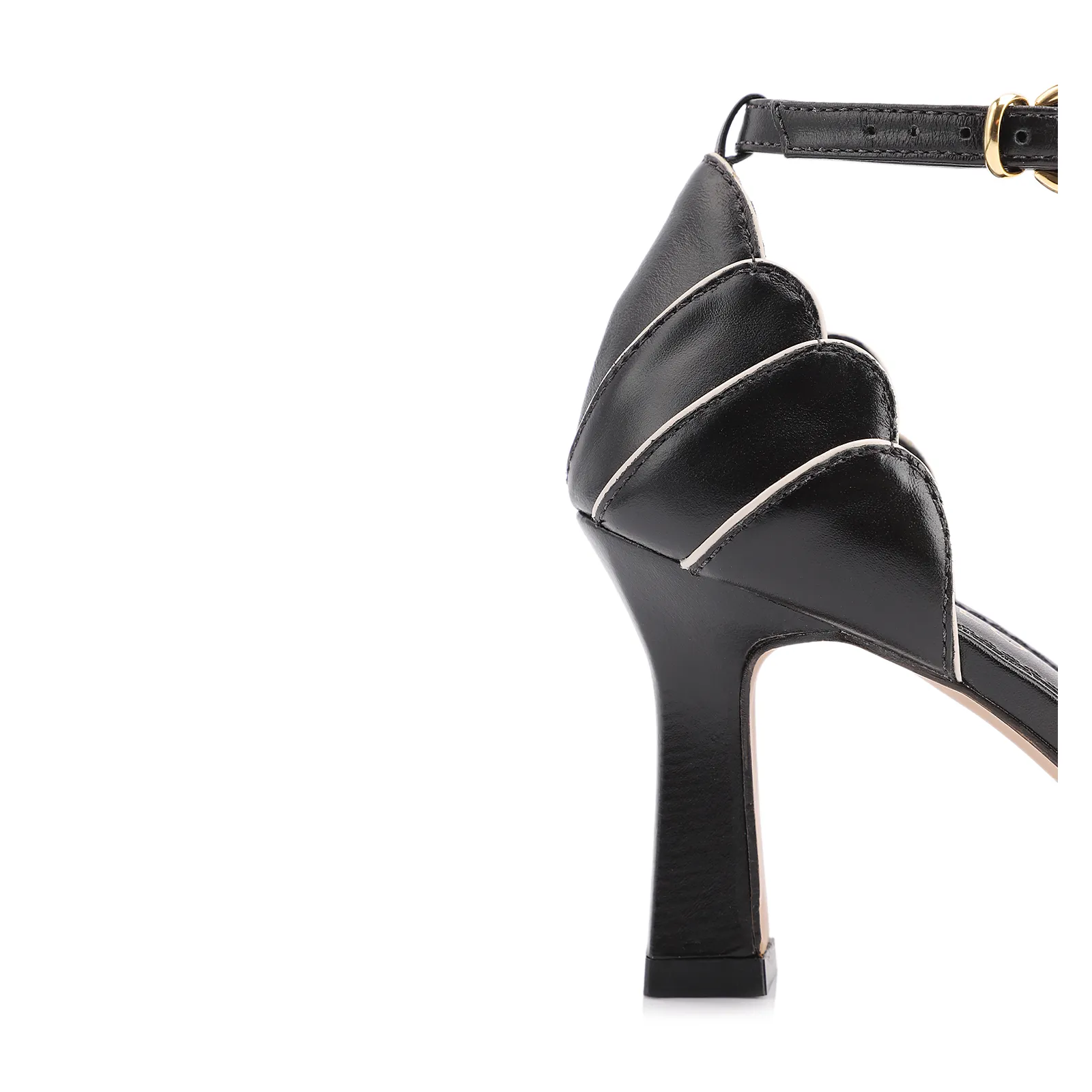 Peep Toe Couro Preto/Alt Off White