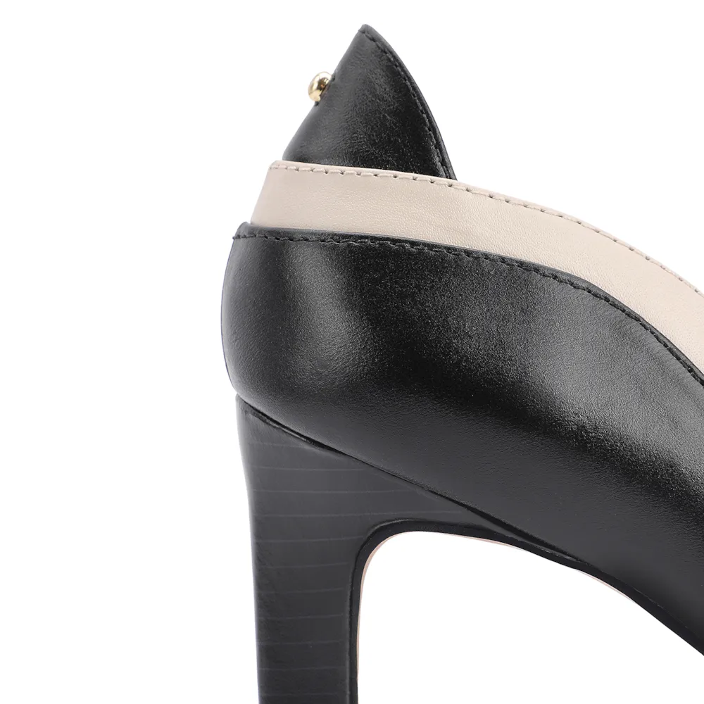 Peep Toe Couro Preto/Off White - imagem 7