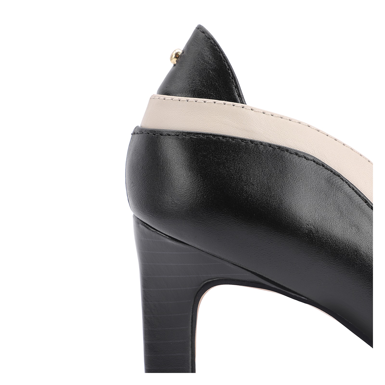 Peep Toe Couro Preto/Off White