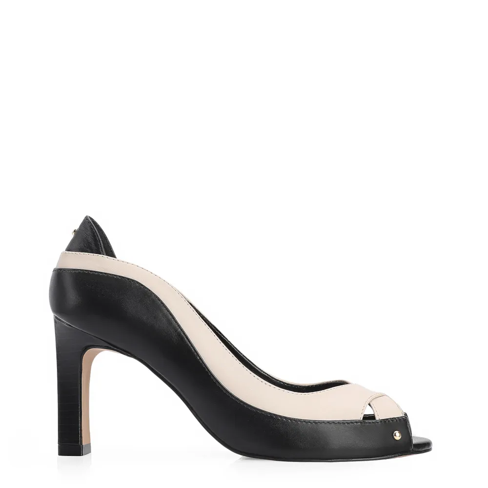 Peep Toe Couro Preto/Off White - imagem 2