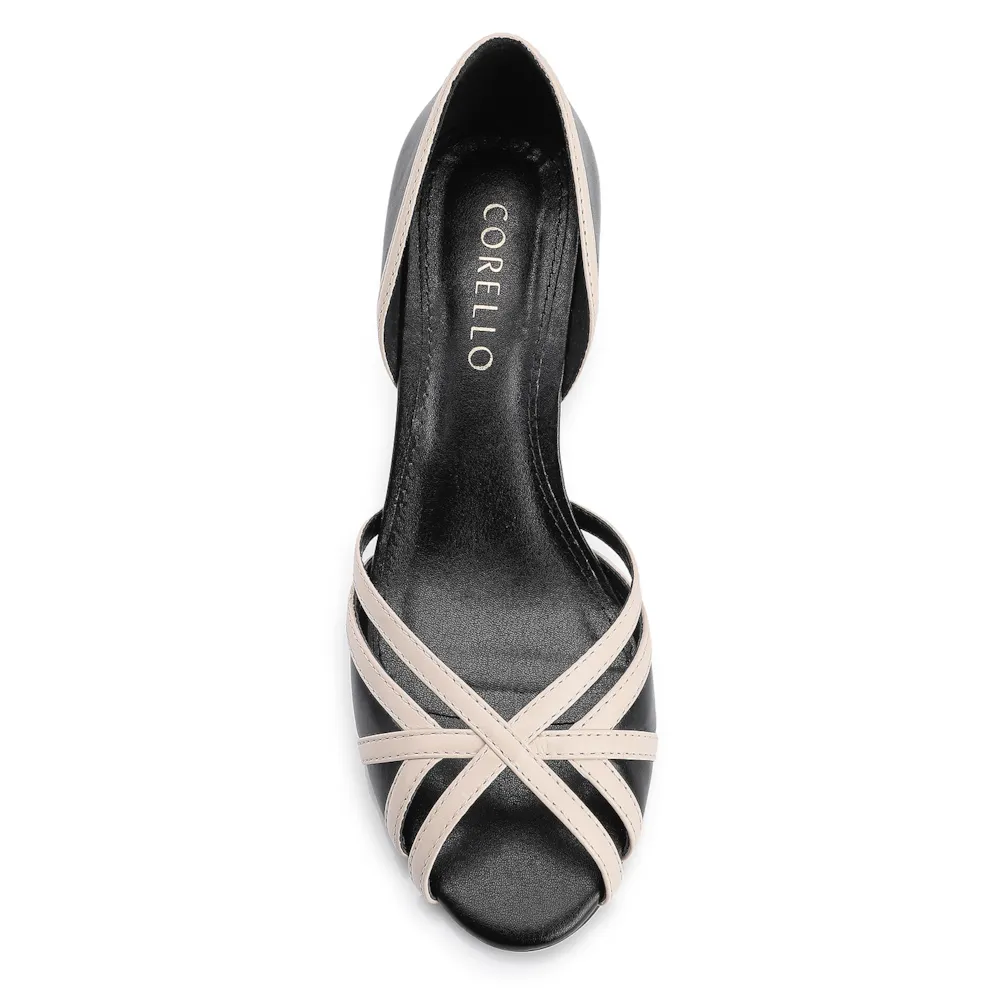 Peep Toe Couro Preto/Off White - imagem 5