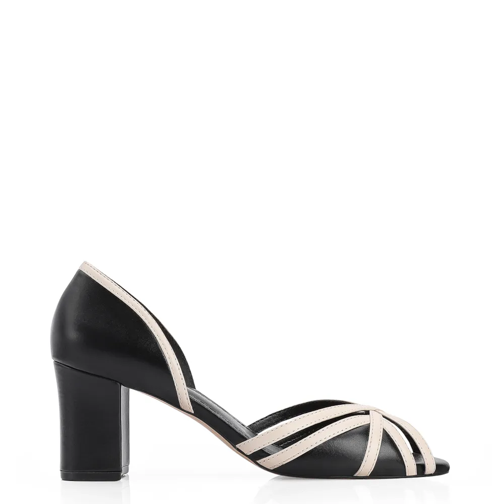 Peep Toe Couro Preto/Off White - imagem 2