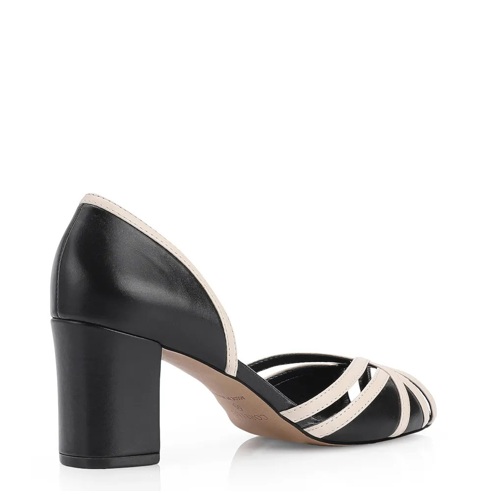 Peep Toe Couro Preto/Off White - imagem 3