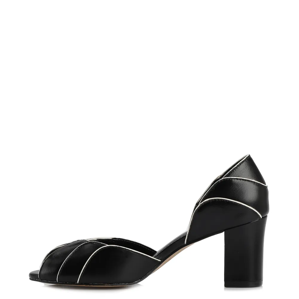 Peep Toe Couro Preto/Off White - imagem 4