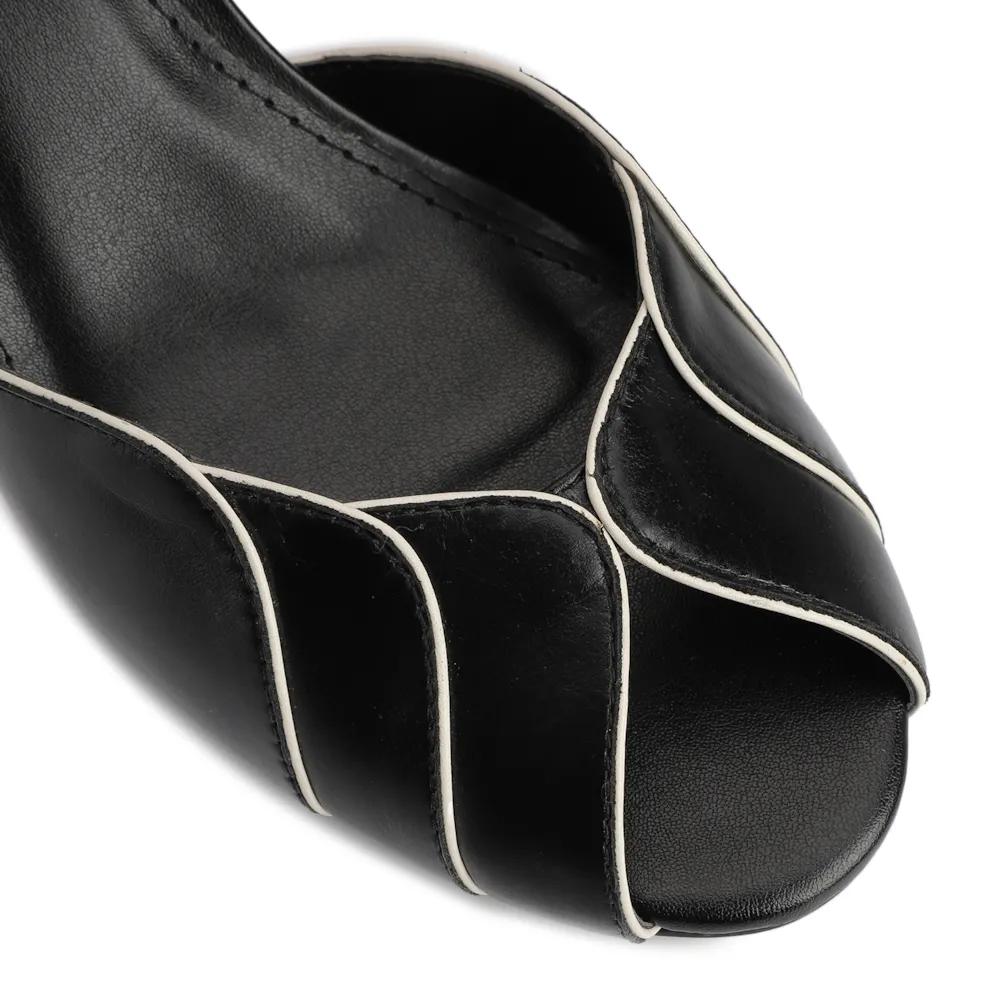 Peep Toe Couro Preto/Off White - imagem 6