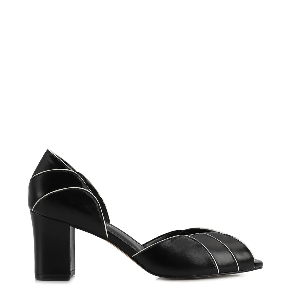 Peep Toe Couro Preto/Off White - imagem 2