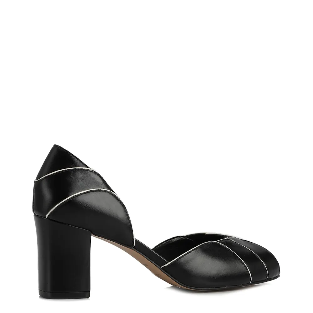 Peep Toe Couro Preto/Off White - imagem 3