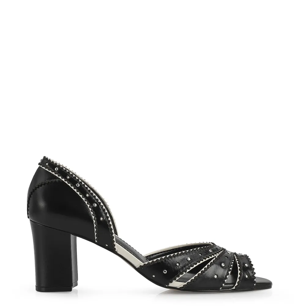 Peep Toe Couro Preto/Off White - imagem 3