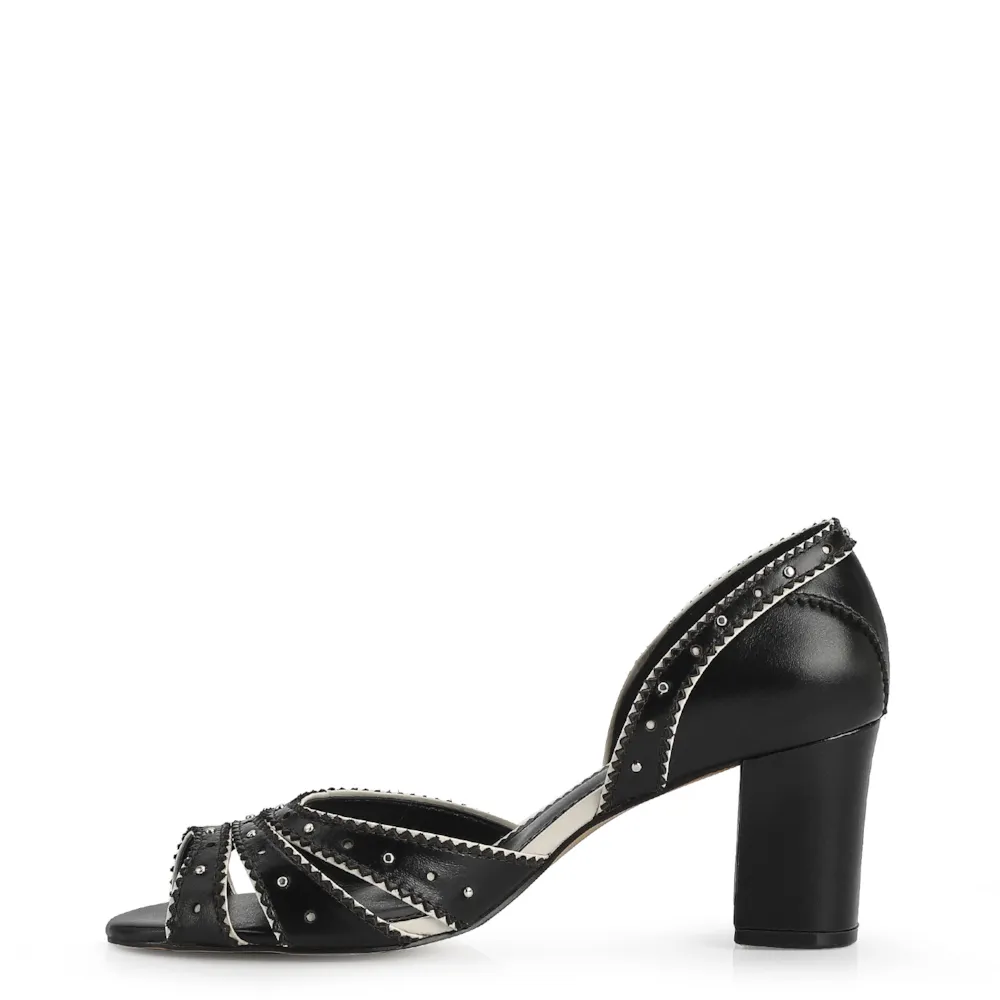 Peep Toe Couro Preto/Off White - imagem 5