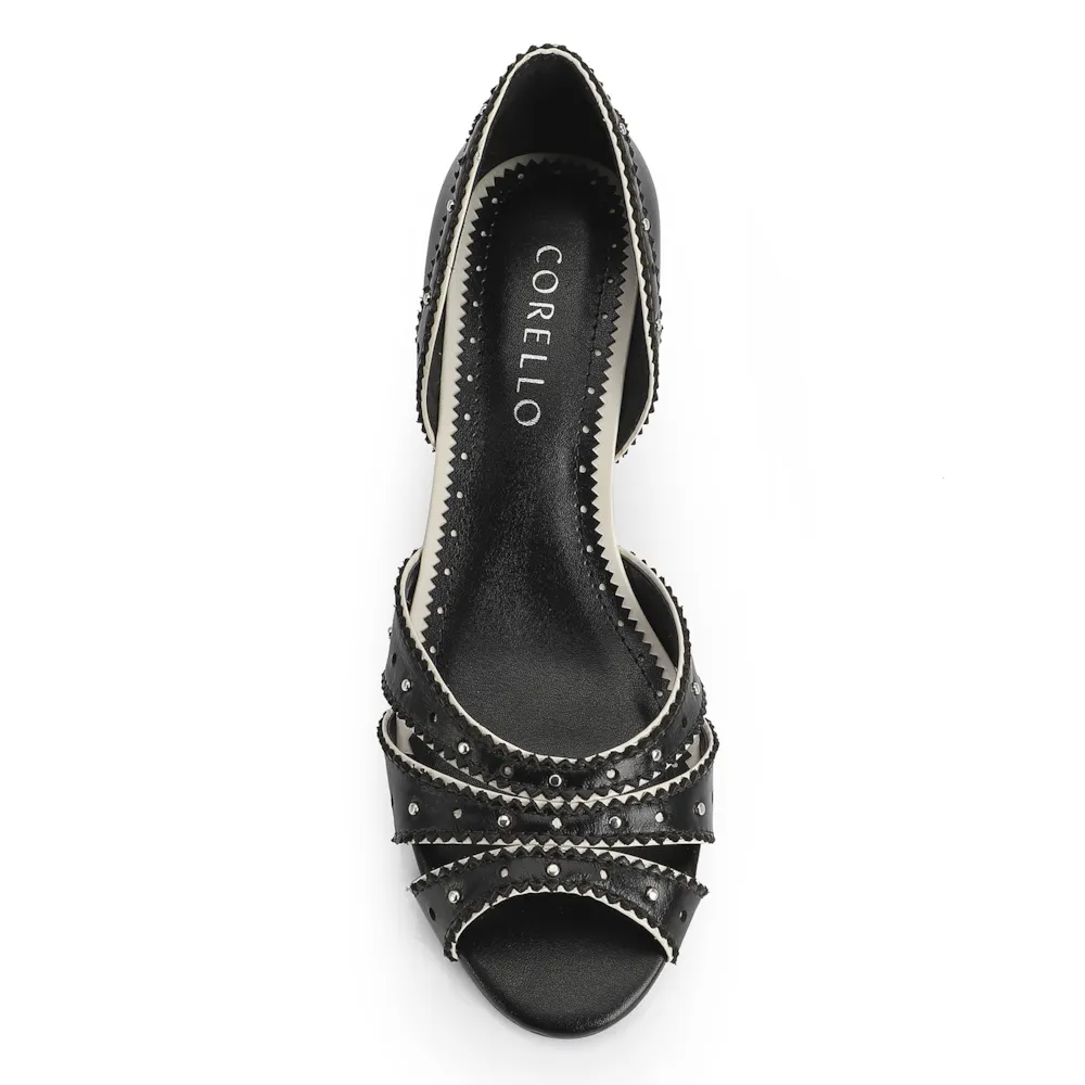 Peep Toe Couro Preto/Off White - imagem 6