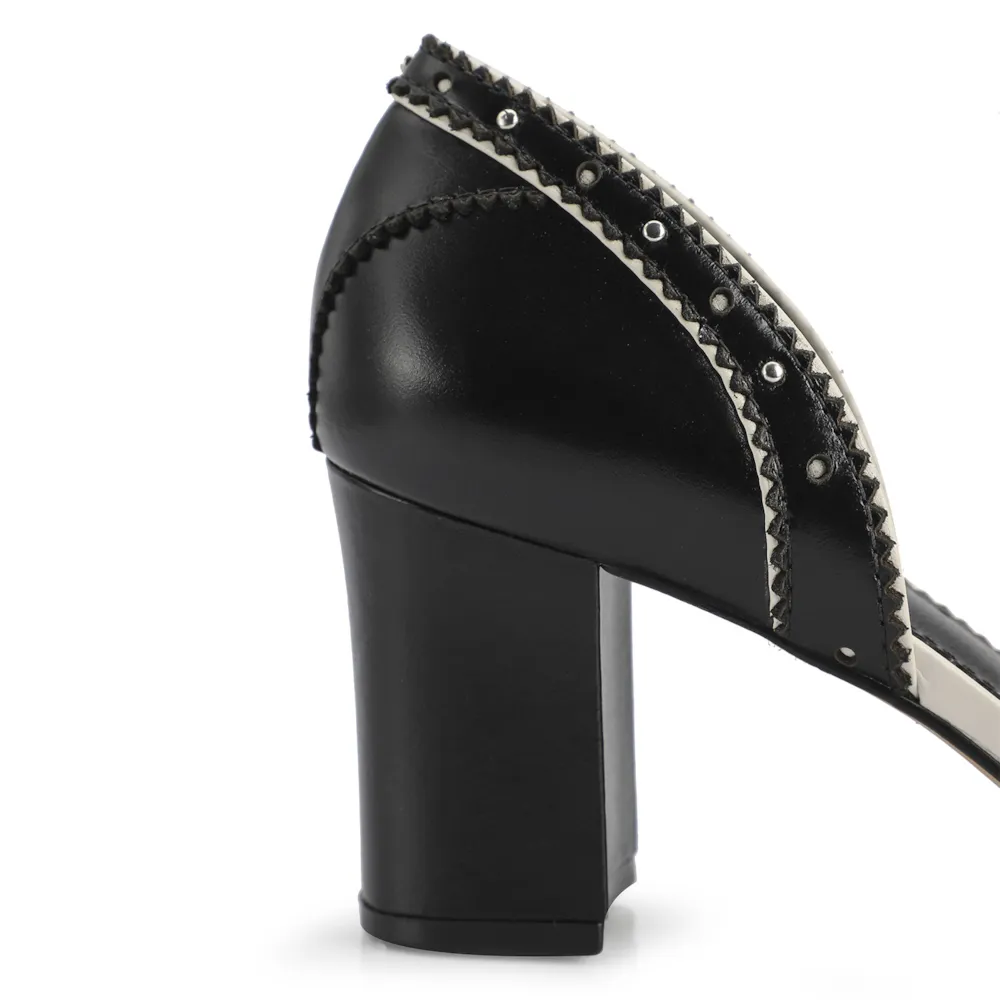 Peep Toe Couro Preto/Off White - imagem 8