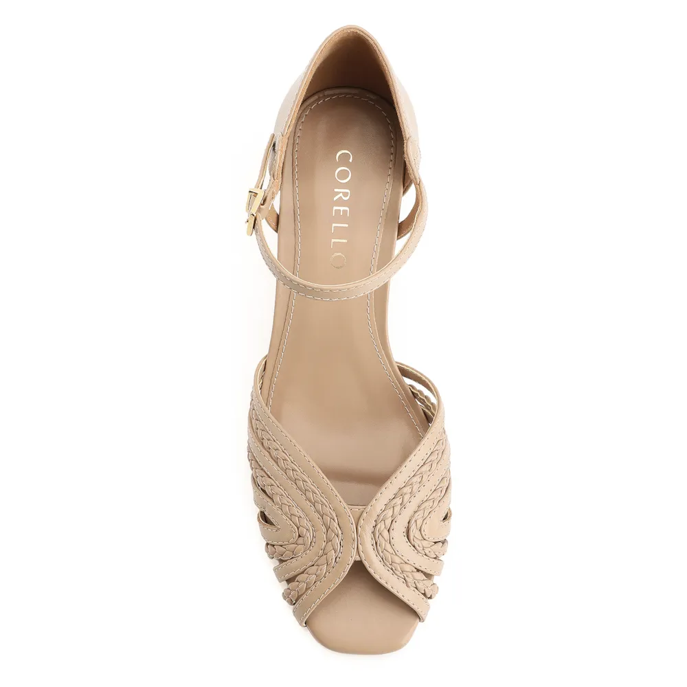 Peep Toe Couro/Trançado Alt Bege - imagem 5