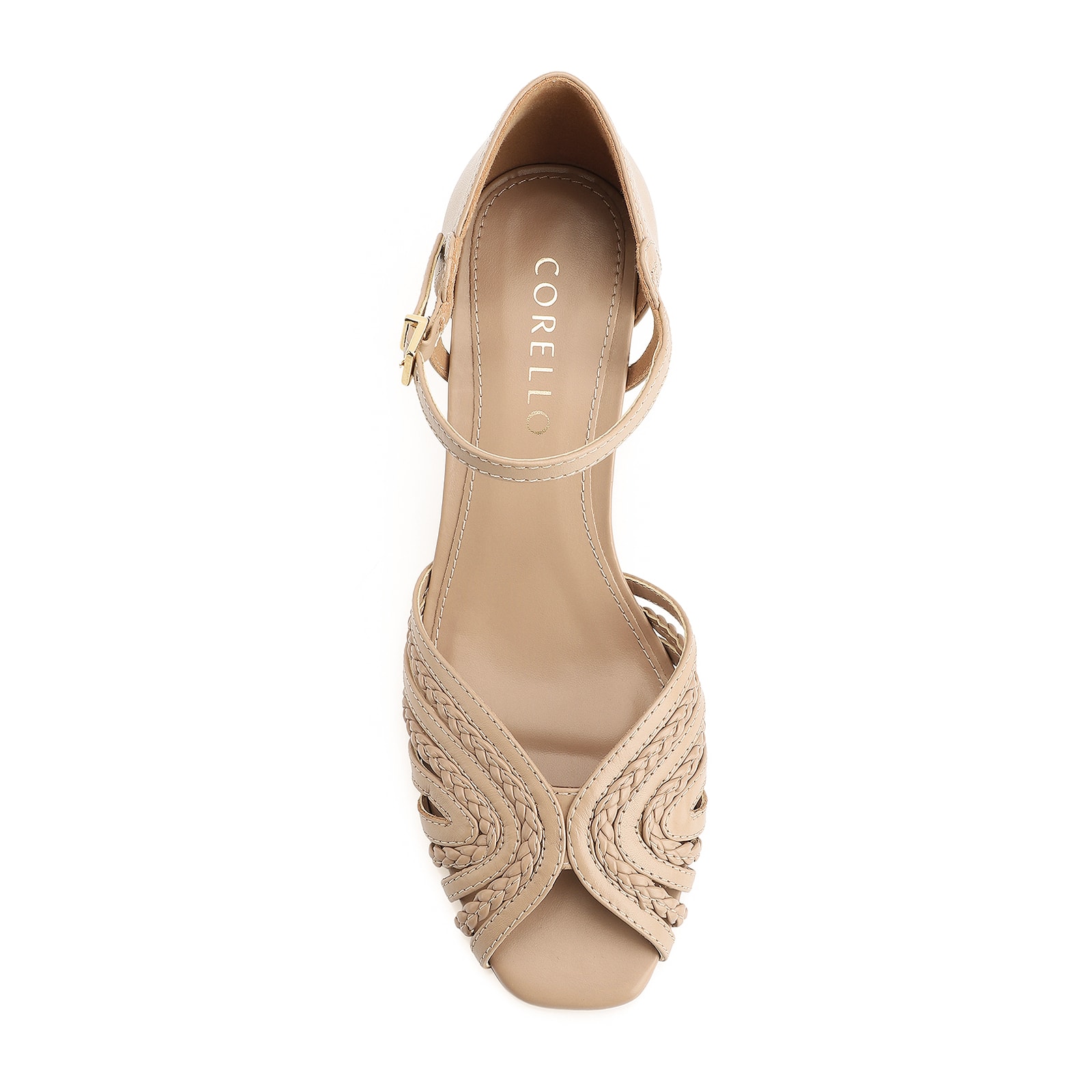 Peep Toe Couro/Trançado Alt Bege