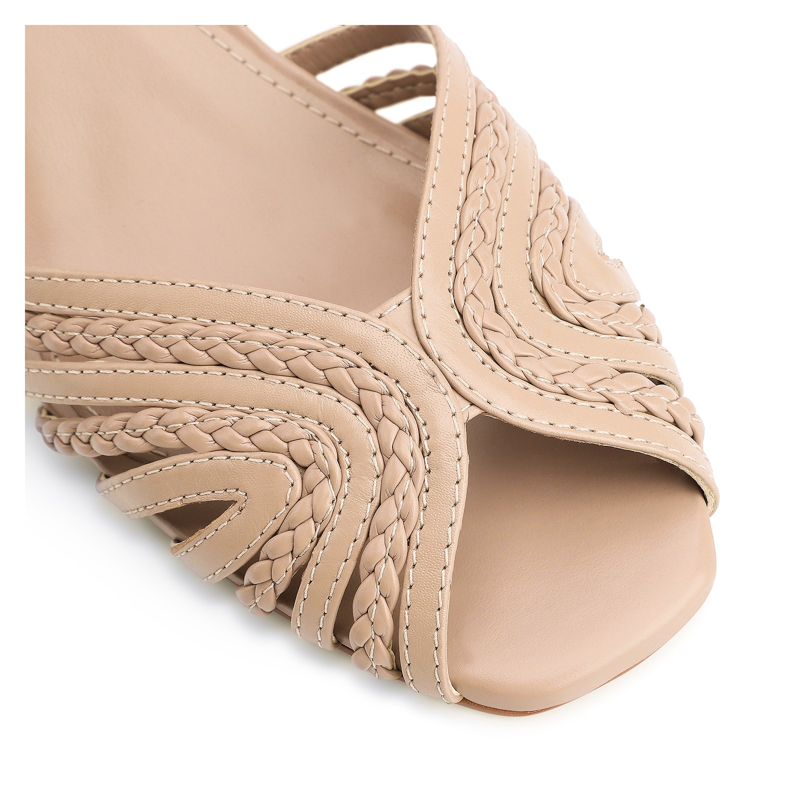 Peep Toe Couro/Trançado Alt Bege