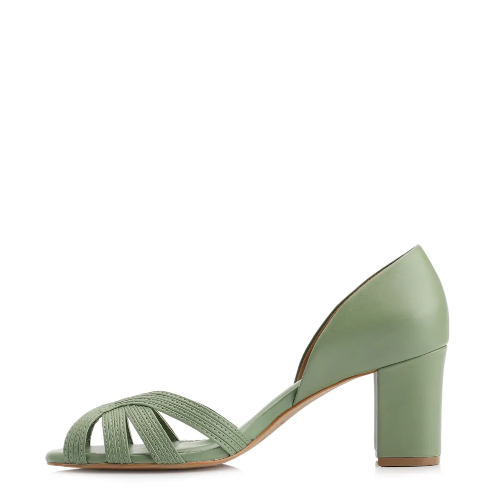 Peep Toe Couro Verde - imagem 4