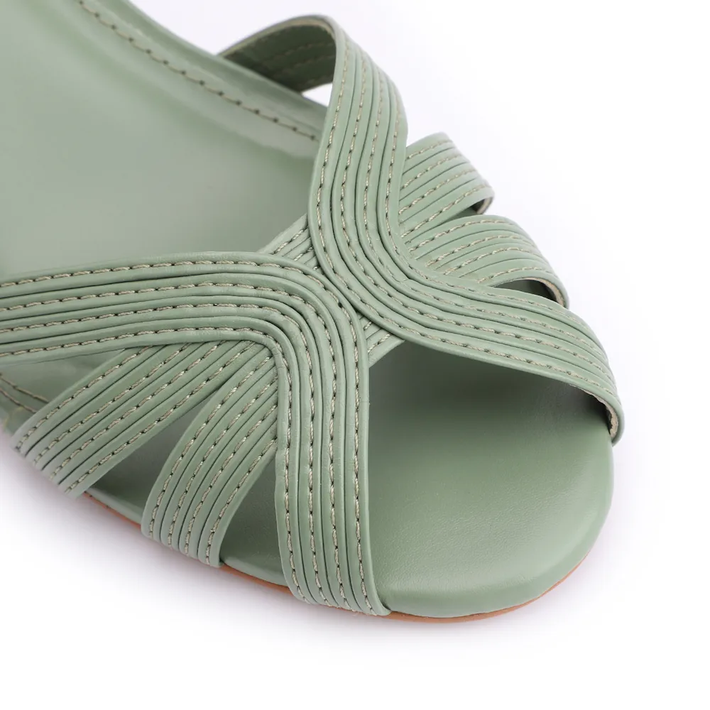 Peep Toe Couro Verde - imagem 6