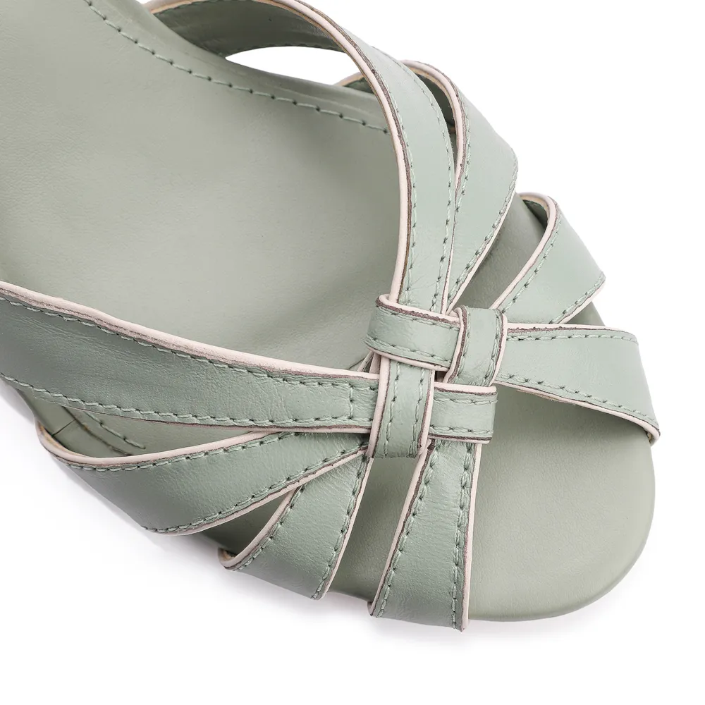 Peep Toe Couro Verde/Alt Off White - imagem 6