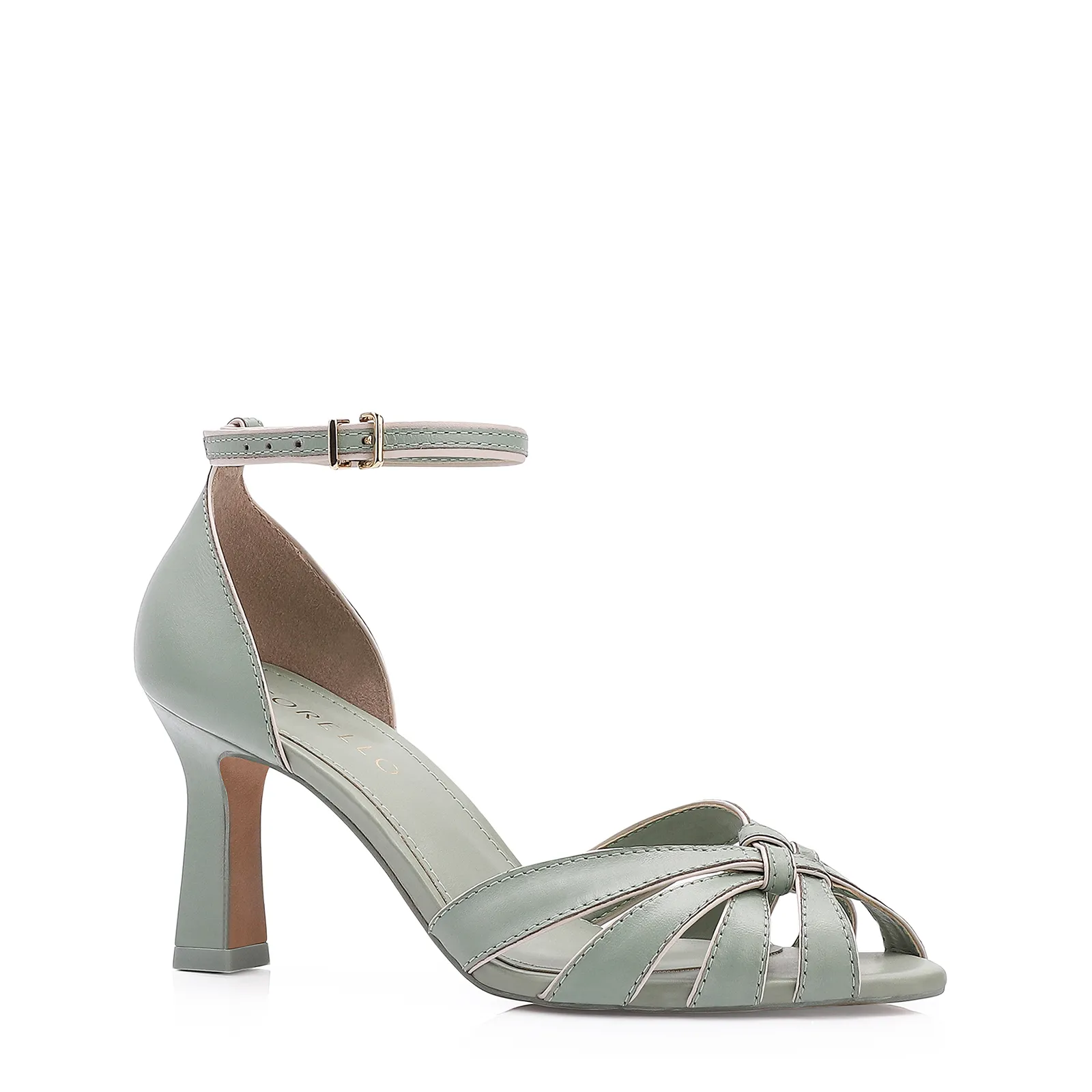Peep Toe Couro Verde/Alt Off White