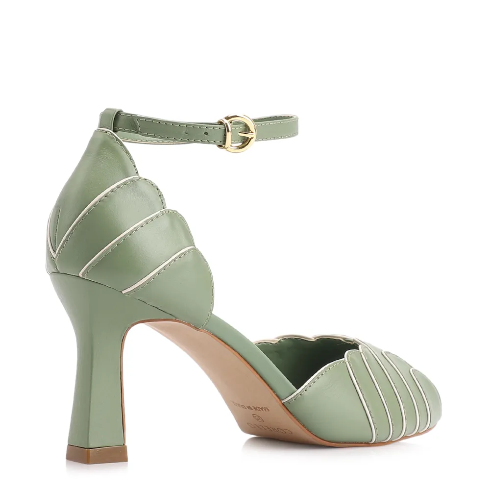Peep Toe Couro Verde/Alt Off White - imagem 3