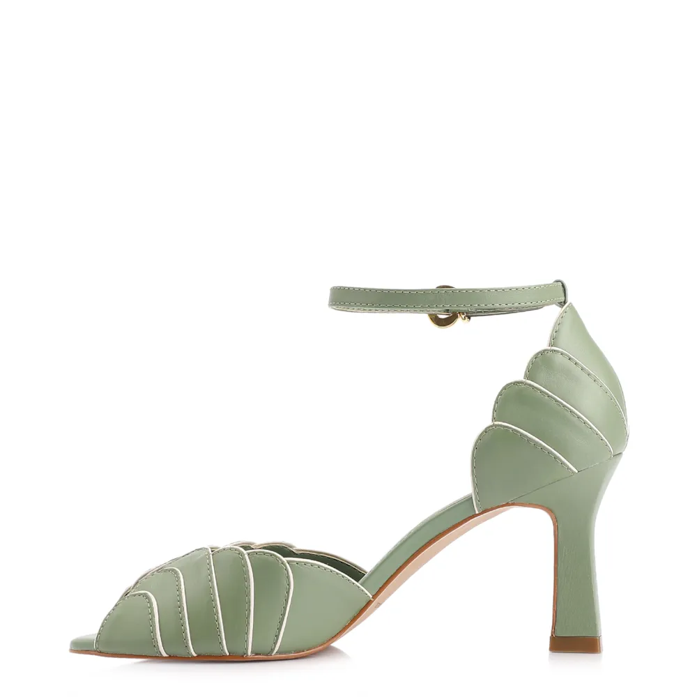 Peep Toe Couro Verde/Alt Off White - imagem 4
