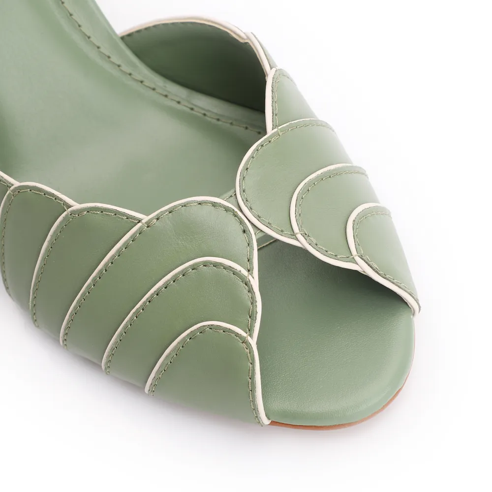 Peep Toe Couro Verde/Alt Off White - imagem 6